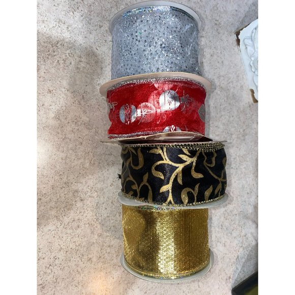 Holiday Wire Edged Ribbon Set of 4 - Picture 1 of 3